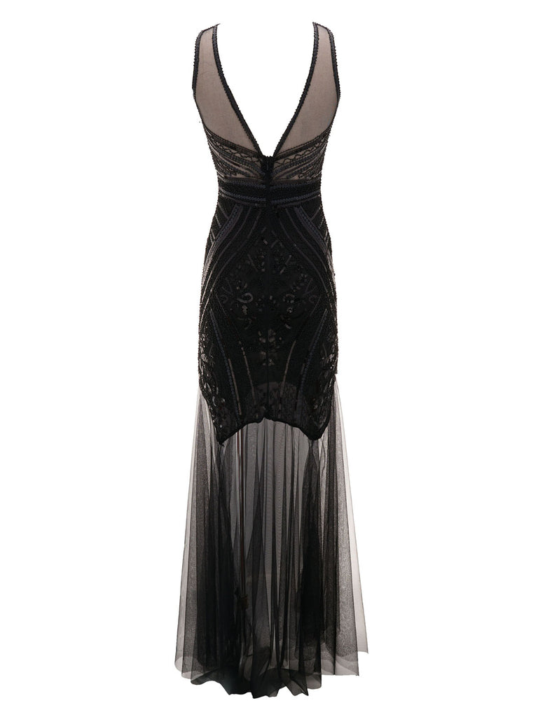 1920ER SCHWARZ PAILLETTEN HOCHZEIT KLEID