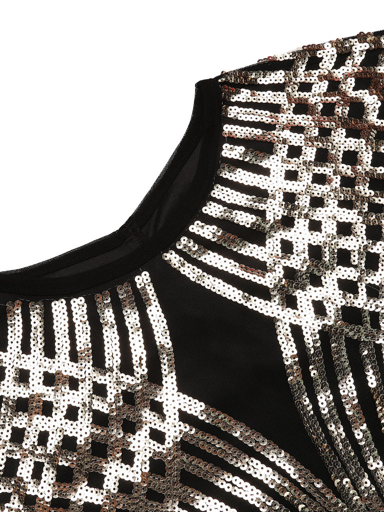 1920ER SCHWARZ PAILLETTEN MAXIKLEID