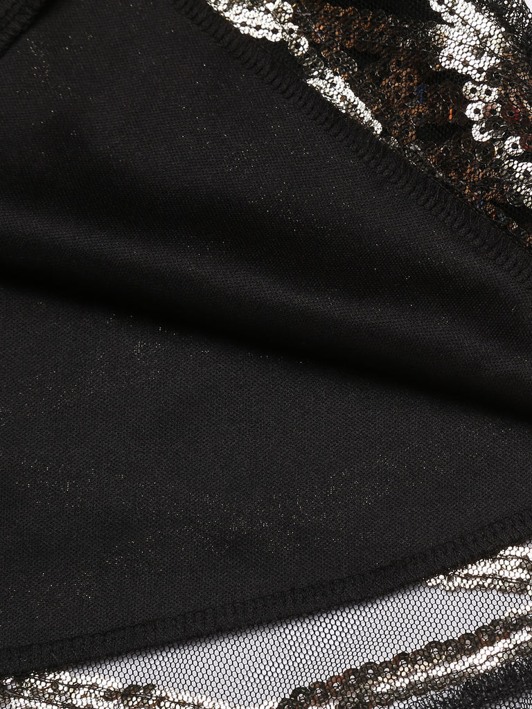 1920ER SCHWARZ PAILLETTEN MAXIKLEID