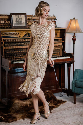 1920ER  PAILLETTEN PERLEN FRANSEN KLEID