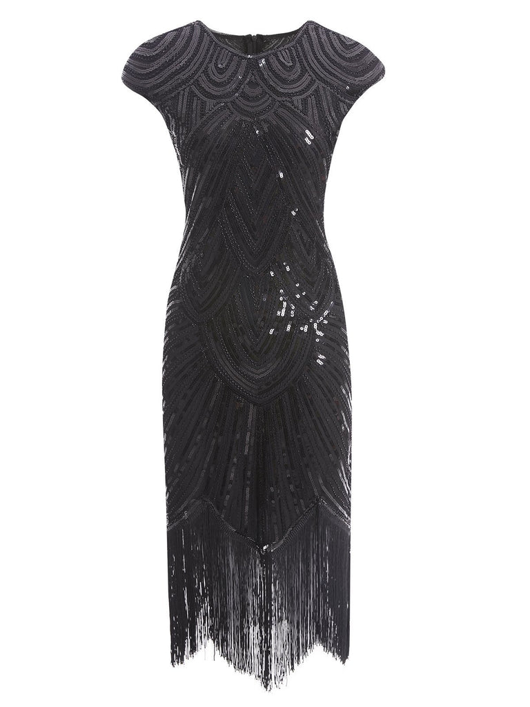 1920ER PAILLETTEN PERLEN FRANSEN KLEID
