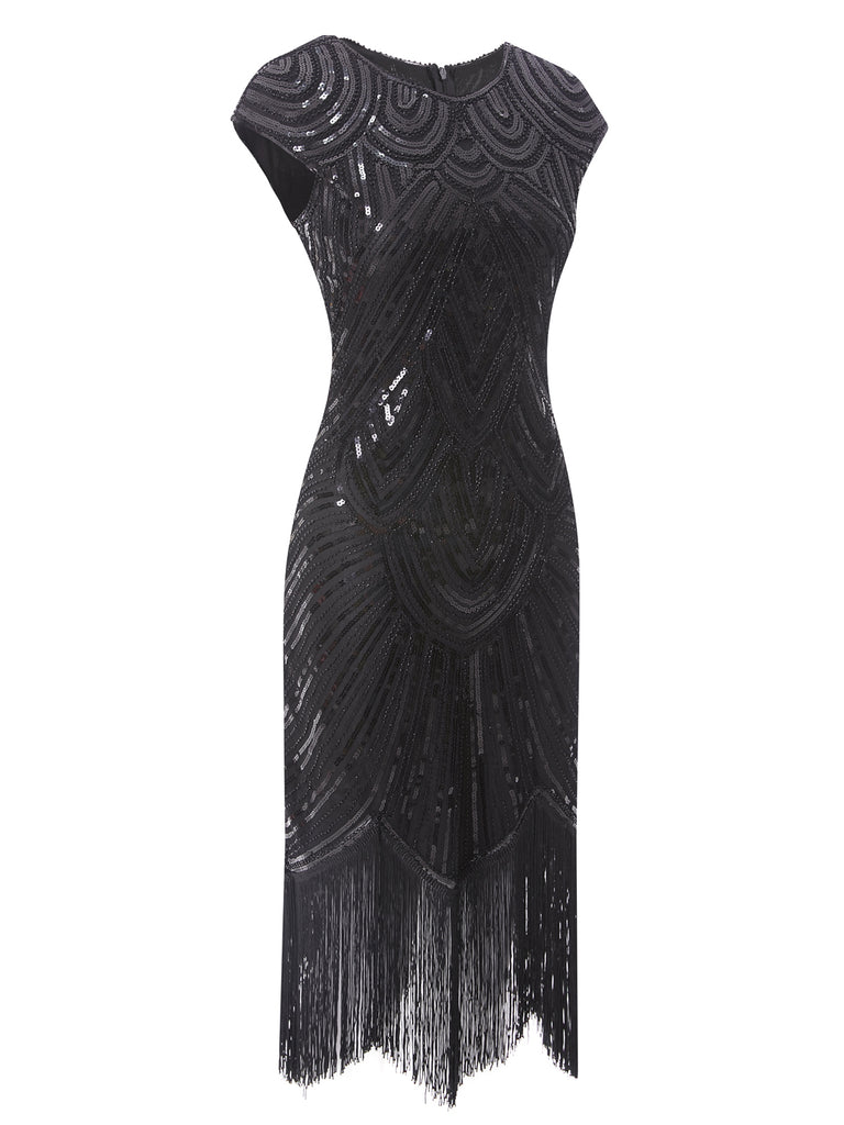 1920ER  PAILLETTEN PERLEN FRANSEN KLEID