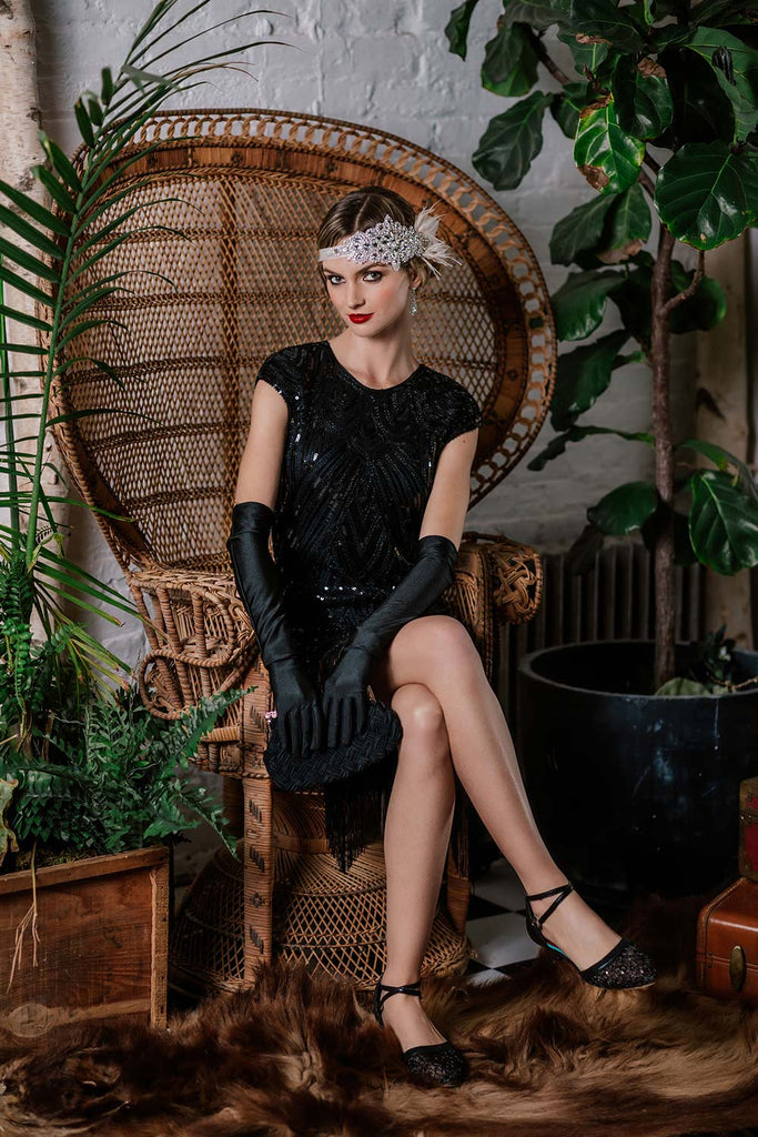 1920ER PAILLETTEN PERLEN FRANSEN KLEID