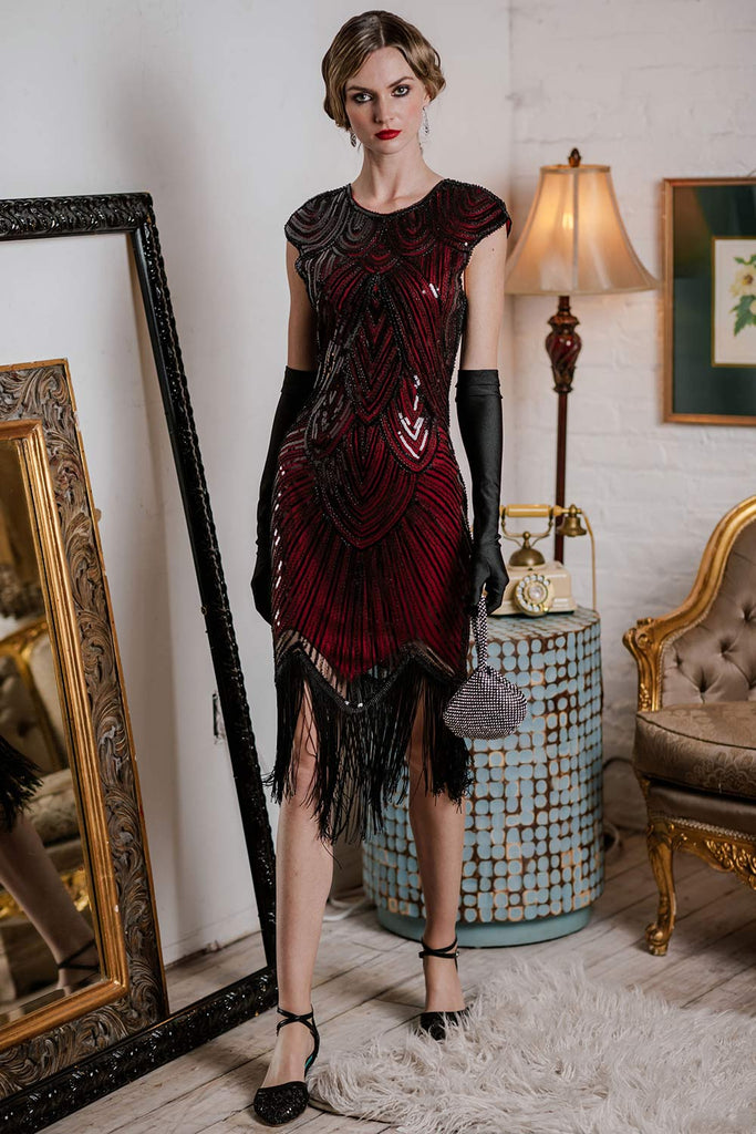 1920ER GOLD PAILLETTEN PERLEN FRANSEN KLEID