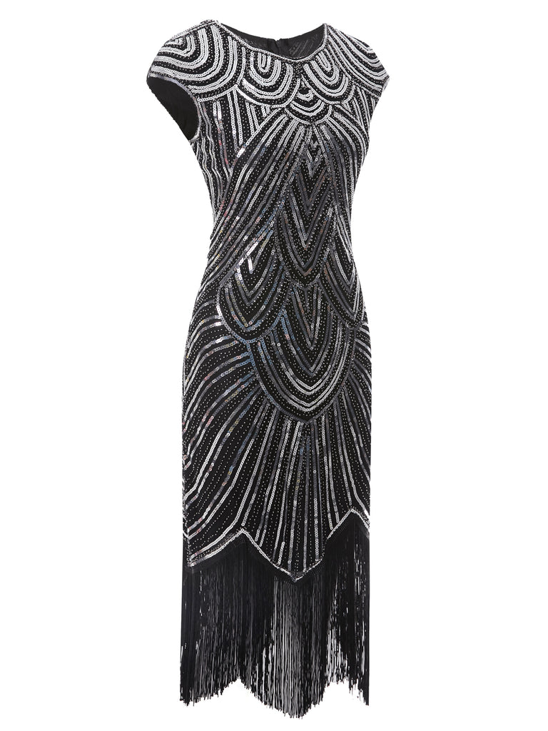 1920ER  PAILLETTEN PERLEN FRANSEN KLEID