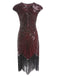 1920ER WEINROT PAILLETTEN PERLEN FRANSEN KLEID