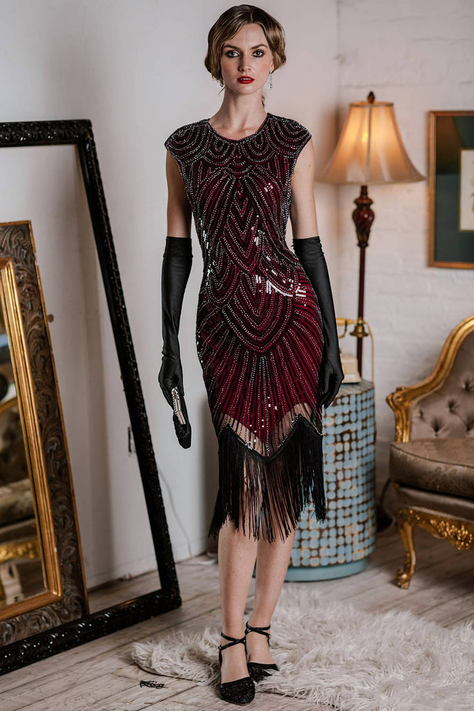1920ER  PAILLETTEN PERLEN FRANSEN KLEID