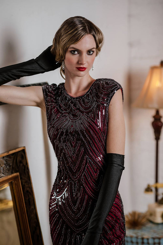 1920ER  PAILLETTEN PERLEN FRANSEN KLEID