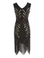 SCHWARZ 1920ER PAILLETTEN FRANSEN FLAPPER KLEID