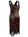 1920ER WEINROT PAILLEETTEN FRANSEN FLAPPER KLEID