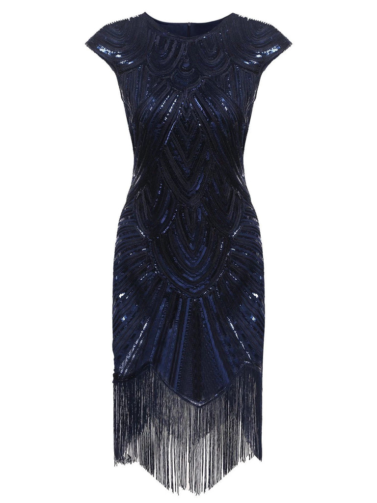 DUNKEL BLAU 1920ER FRANSEN GATSBY FLAPPER KLEID
