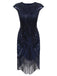 DUNKEL BLAU 1920ER FRANSEN GATSBY FLAPPER KLEID