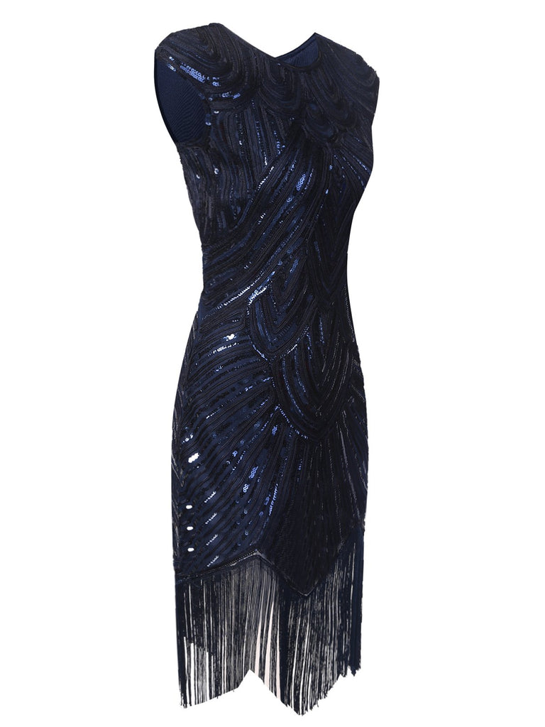 DUNKEL BLAU 1920ER FRANSEN GATSBY FLAPPER KLEID