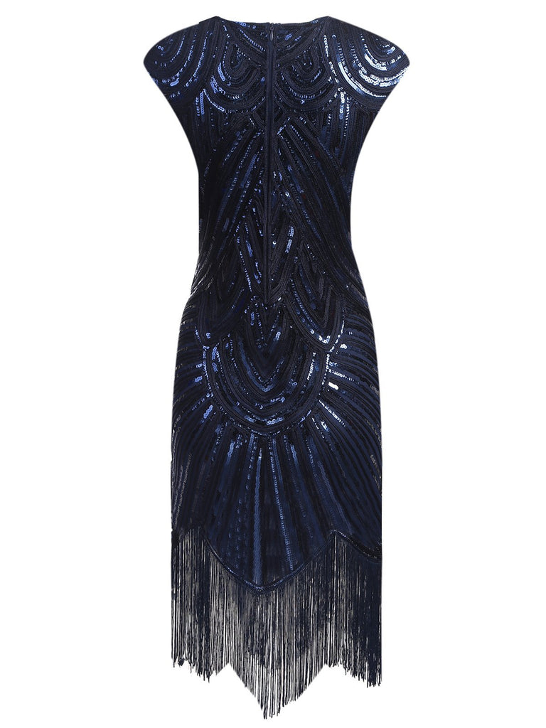 DUNKEL BLAU 1920ER FRANSEN GATSBY FLAPPER KLEID