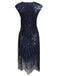 DUNKEL BLAU 1920ER FRANSEN GATSBY FLAPPER KLEID