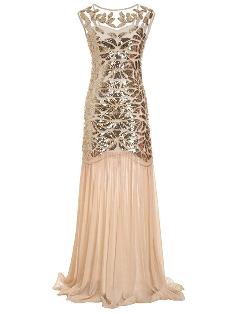 1920ER PAILLETTEN PERLEN VINTAGE ABENDKLEID