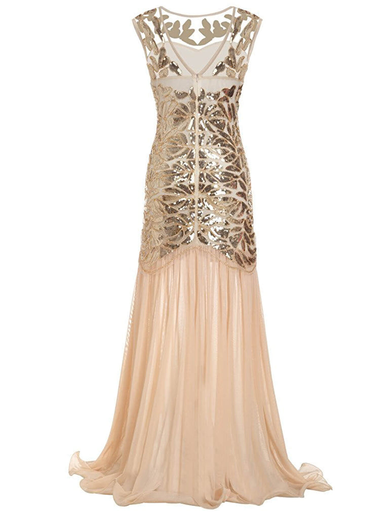 1920ER PAILLETTEN PERLEN VINTAGE ABENDKLEID