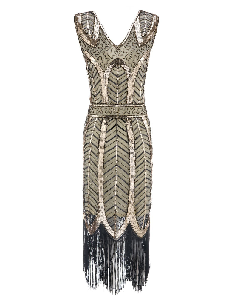 1920ER VINTAGE FRANSEN PAILLETTEN PARTY KLEID