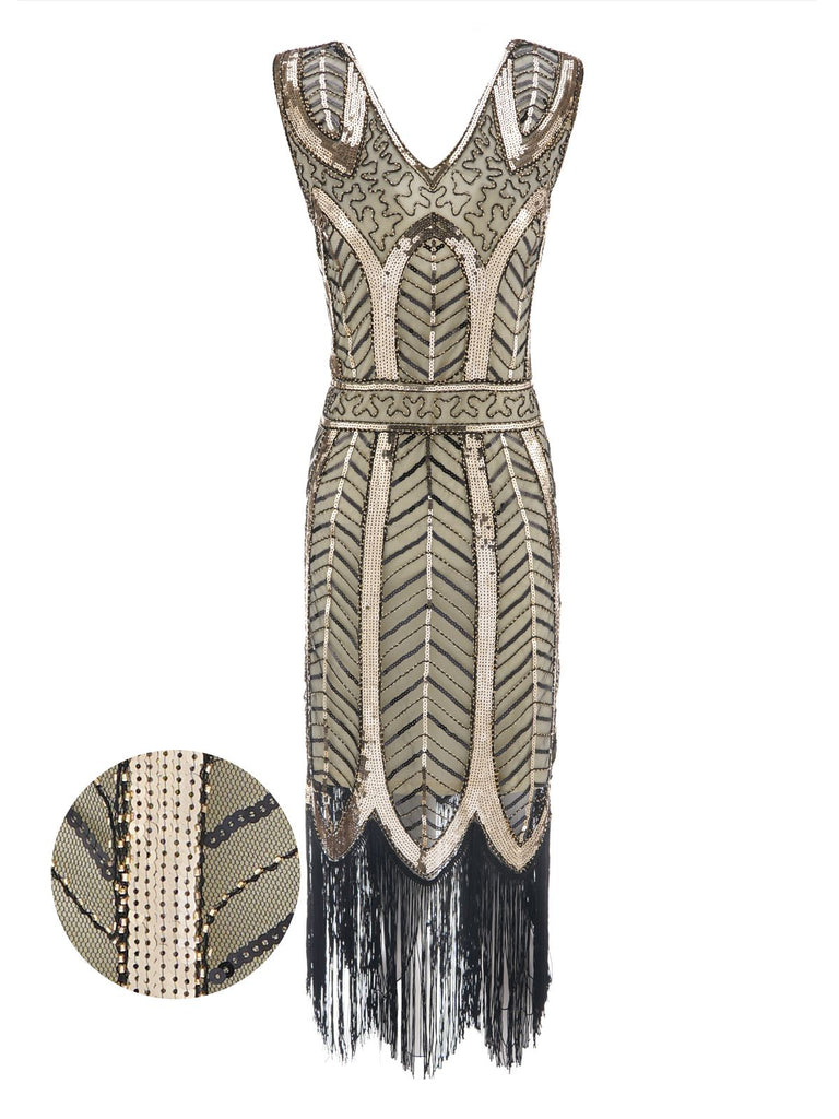 1920ER VINTAGE FRANSEN PAILLETTEN PARTY KLEID