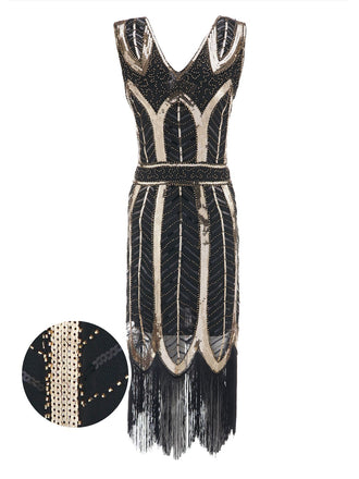 1920ER VINTAGE FRANSEN PAILLETTEN PARTY KLEID