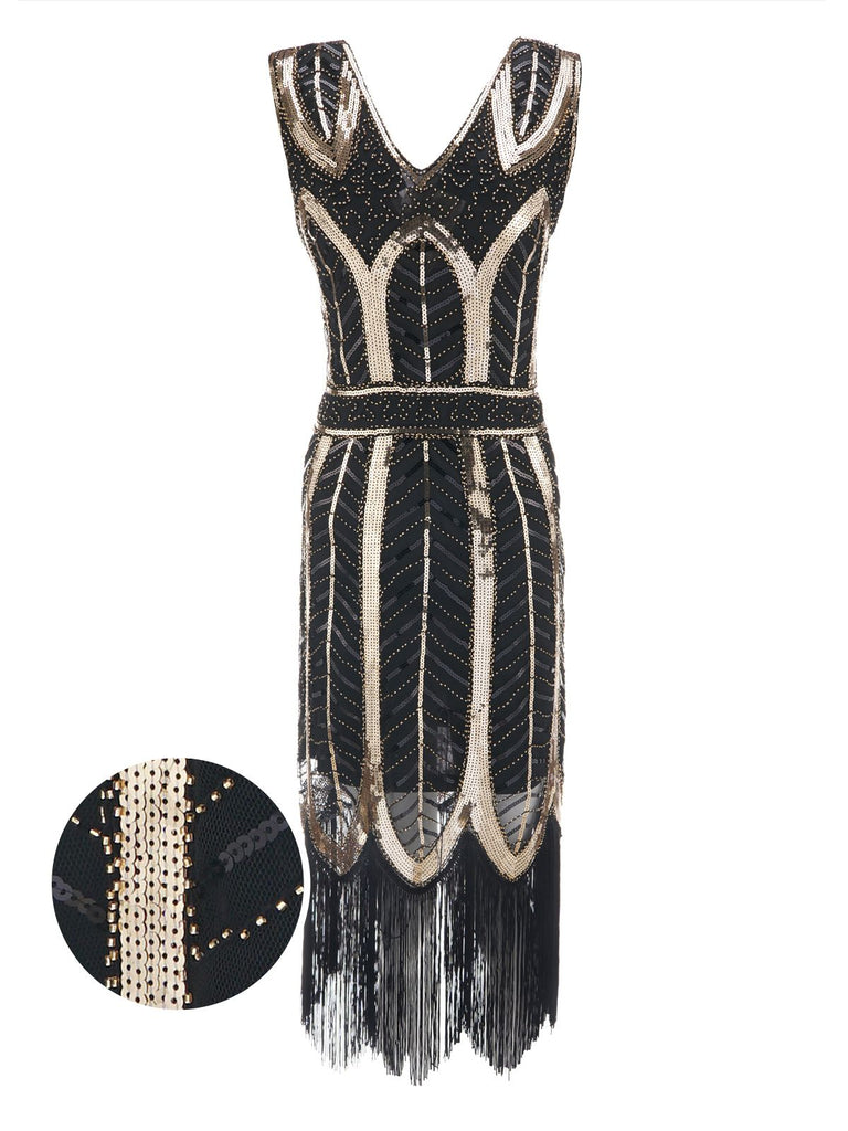 1920ER VINTAGE FRANSEN PAILLETTEN PARTY KLEID
