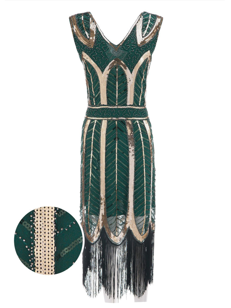 1920ER VINTAGE FRANSEN PAILLETTEN PARTY KLEID