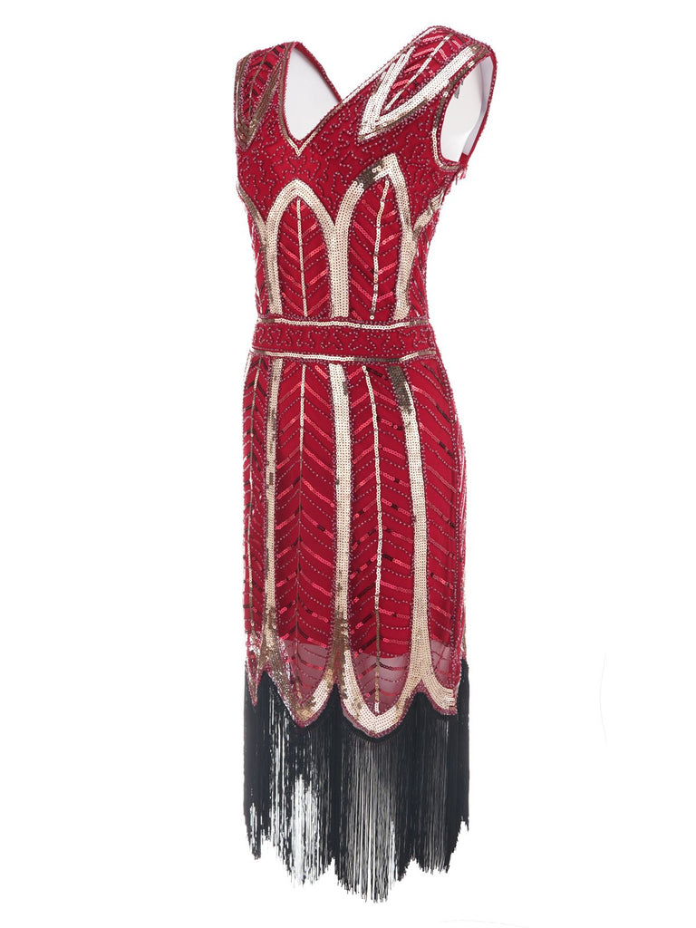 1920ER VINTAGE FRANSEN PAILLETTEN PARTY KLEID