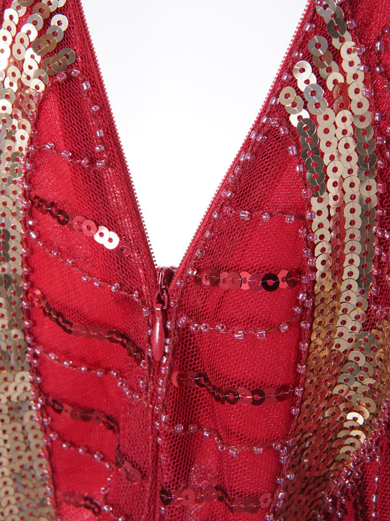 1920ER VINTAGE FRANSEN PAILLETTEN PARTY KLEID