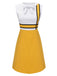 [Vorverkauf] Weißes & Gelbes Schleifenknoten Patchwork Kleid