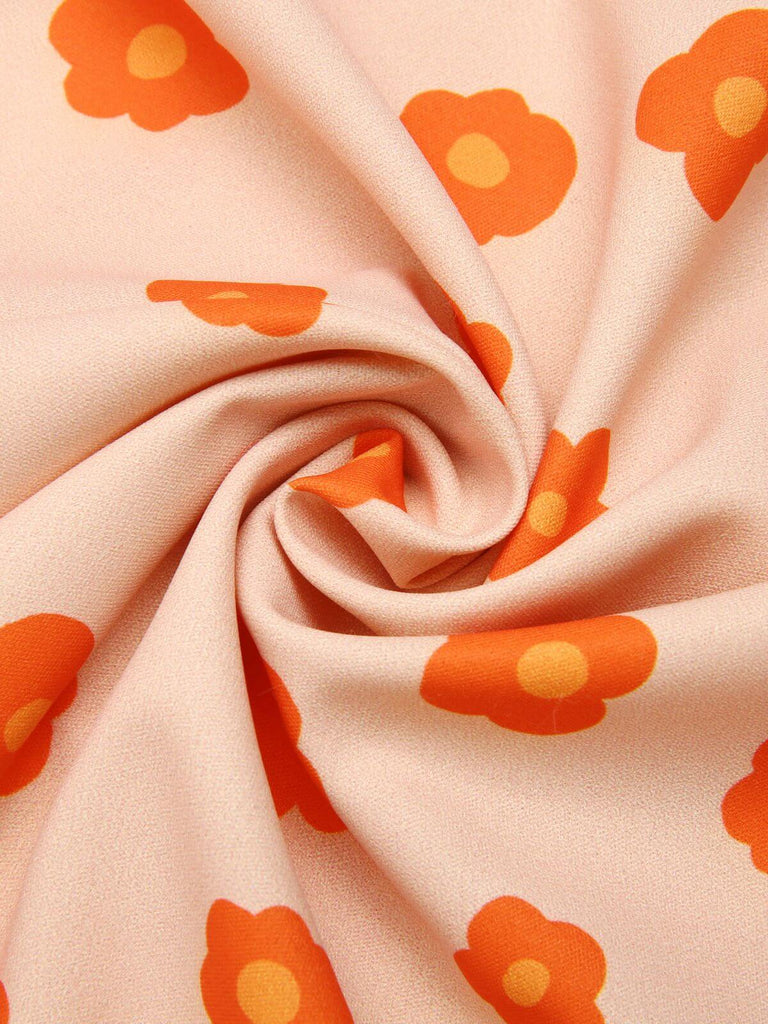 Orangefarbenes Kurzarm Hemd Im Stil Der 1960er