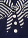 Marineblaues gestreiftes Patchwork-Kleid aus den 1950ern