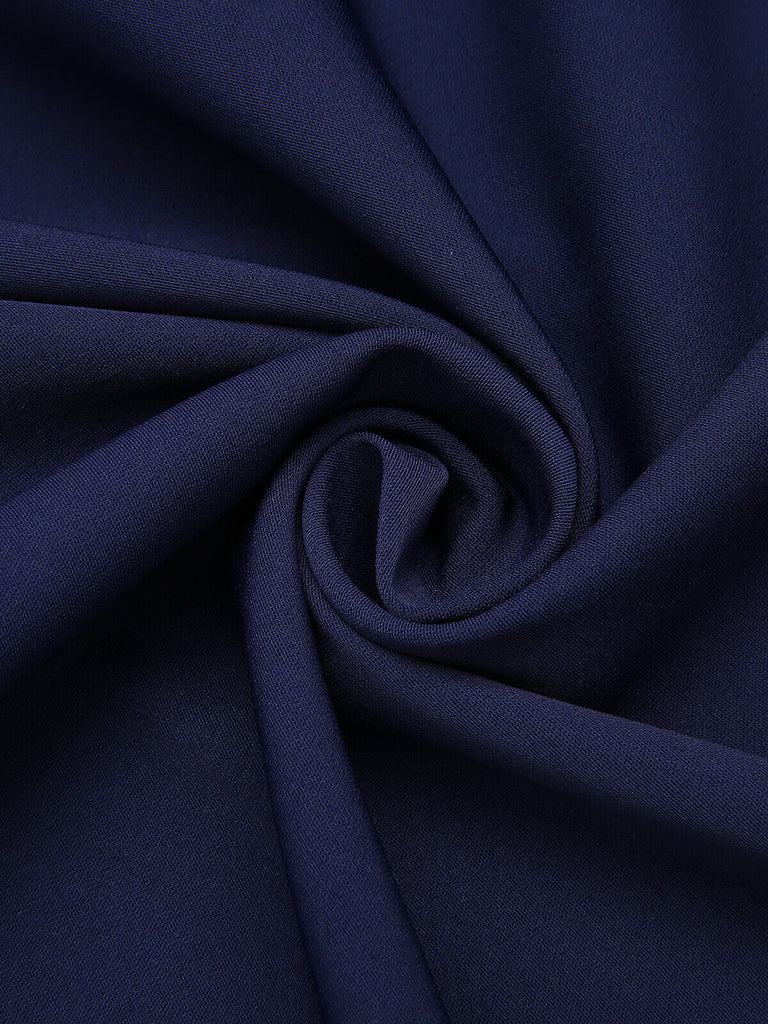 Marineblaues gestreiftes Patchwork-Kleid aus den 1950ern