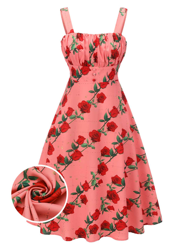 Rosa Kleid Mit Hoher Taille Und Hosenträgern