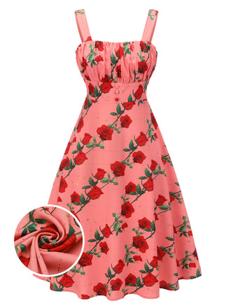 Rosa Kleid Mit Hoher Taille Und Hosenträgern