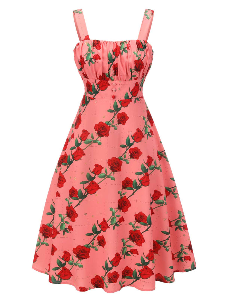 Rosa Kleid Mit Hoher Taille Und Hosenträgern