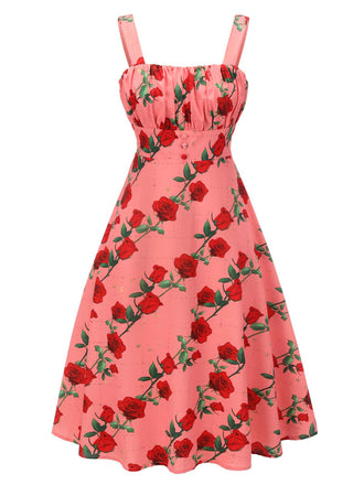 Rosa Kleid Mit Hoher Taille Und Hosenträgern