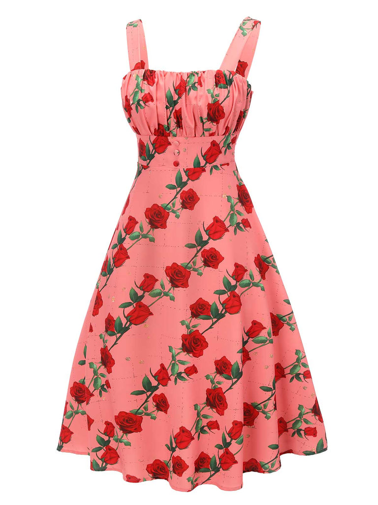 Rosa Kleid Mit Hoher Taille Und Hosenträgern