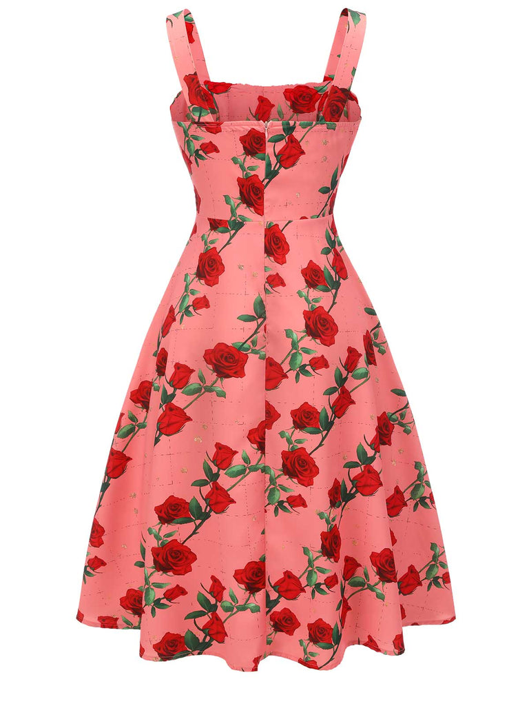 Rosa Kleid Mit Hoher Taille Und Hosenträgern