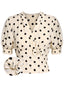 [Vorverkauf] Beige 1940er Tupfen Bogen V-Ausschnitt Bluse