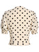 [Vorverkauf] Beige 1940er Tupfen Bogen V-Ausschnitt Bluse