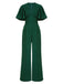 Grüner 1930er Solid V-Ausschnitt Jumpsuit