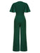 Grüner 1930er Solid V-Ausschnitt Jumpsuit