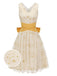 Gelbes 1950er Mesh Patchwork Swing Kleid