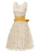 Gelbes 1950er Mesh Patchwork Swing Kleid