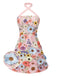 Blassrosa 1960er 3D Blumen Minikleid