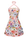 Blassrosa 1960er 3D Blumen Minikleid