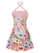 Blassrosa 1960er 3D Blumen Minikleid