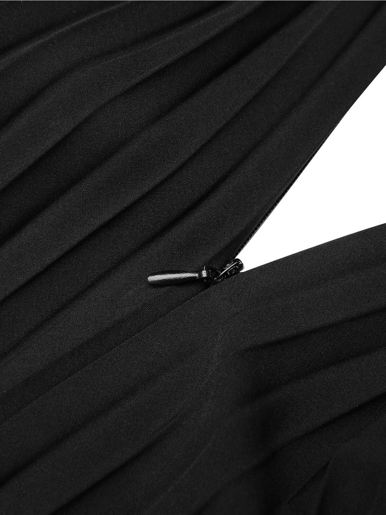 Schwarzer 1950er eleganter Faltenrock