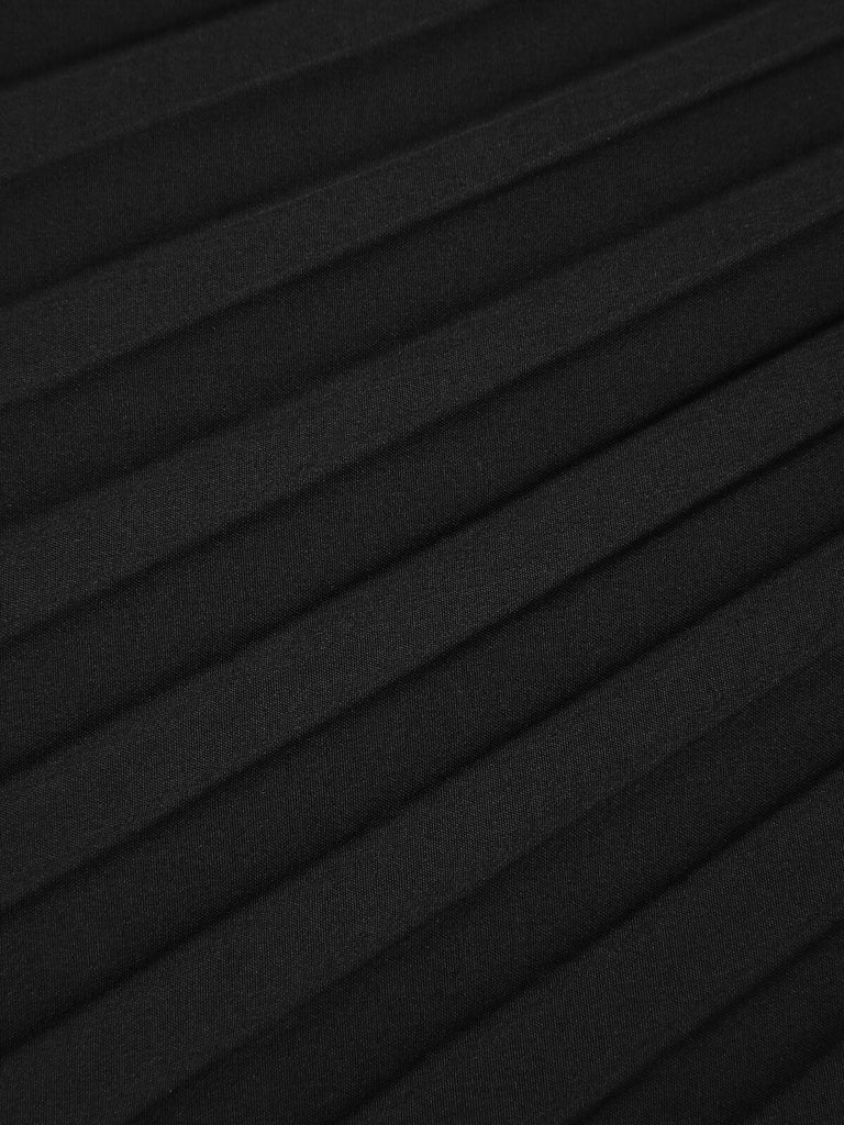 Schwarzer 1950er eleganter Faltenrock