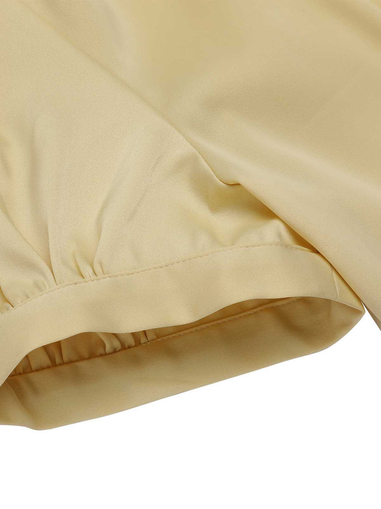 2PCS Revers Puffärmel solide Bluse & Rock mit hoher Taille